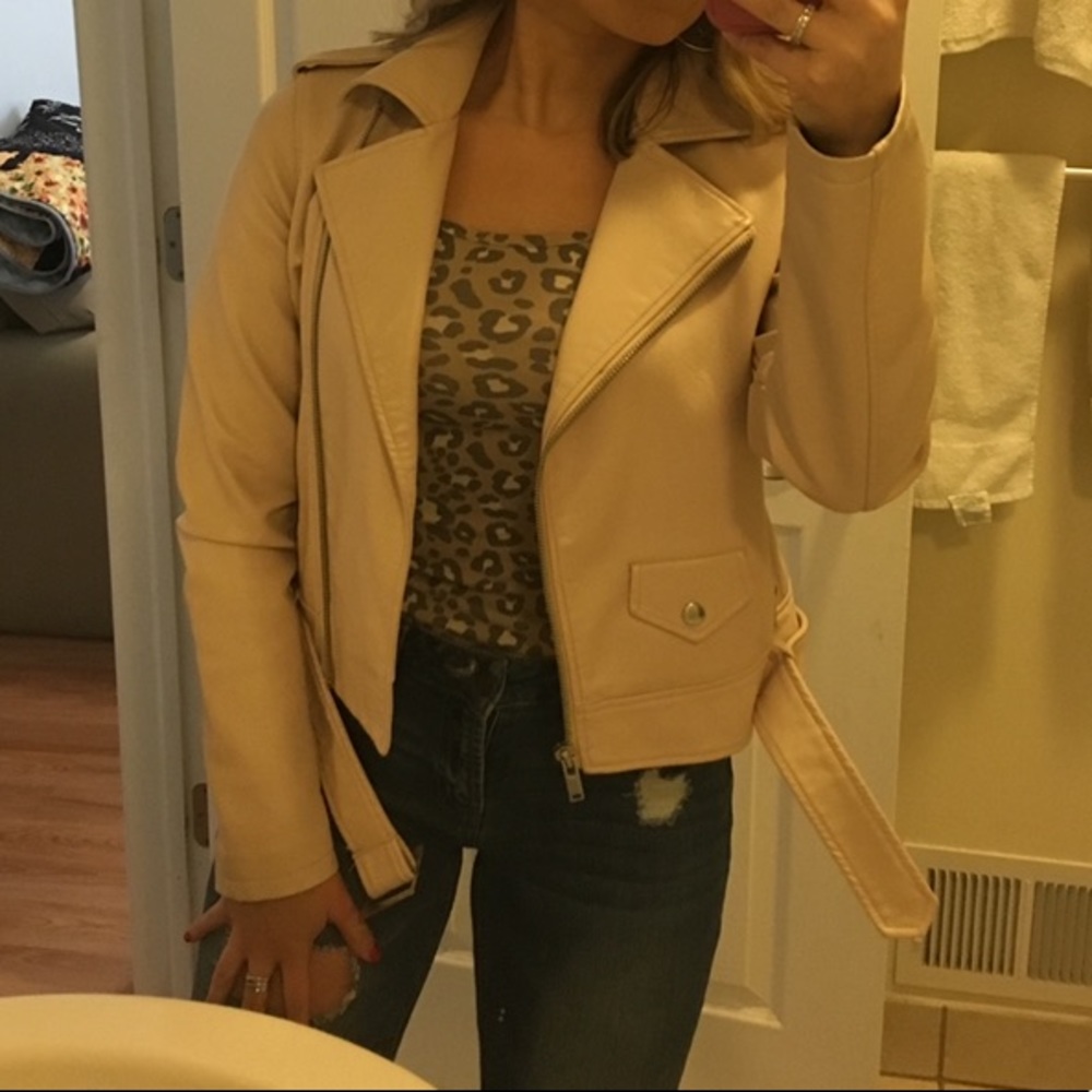 Light pink leather jacket